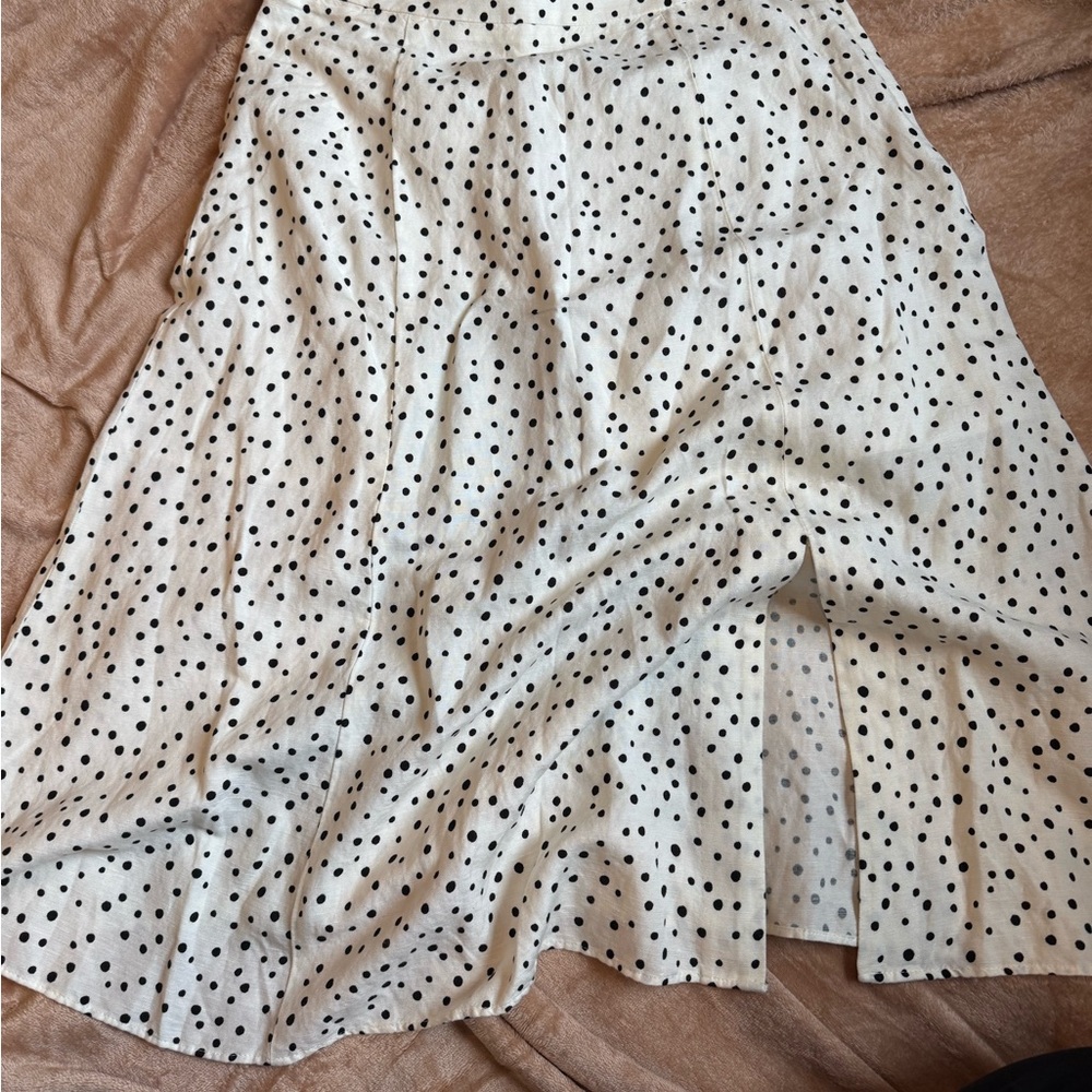 LOFT Cream A-Line Midi Skirt with Slit
